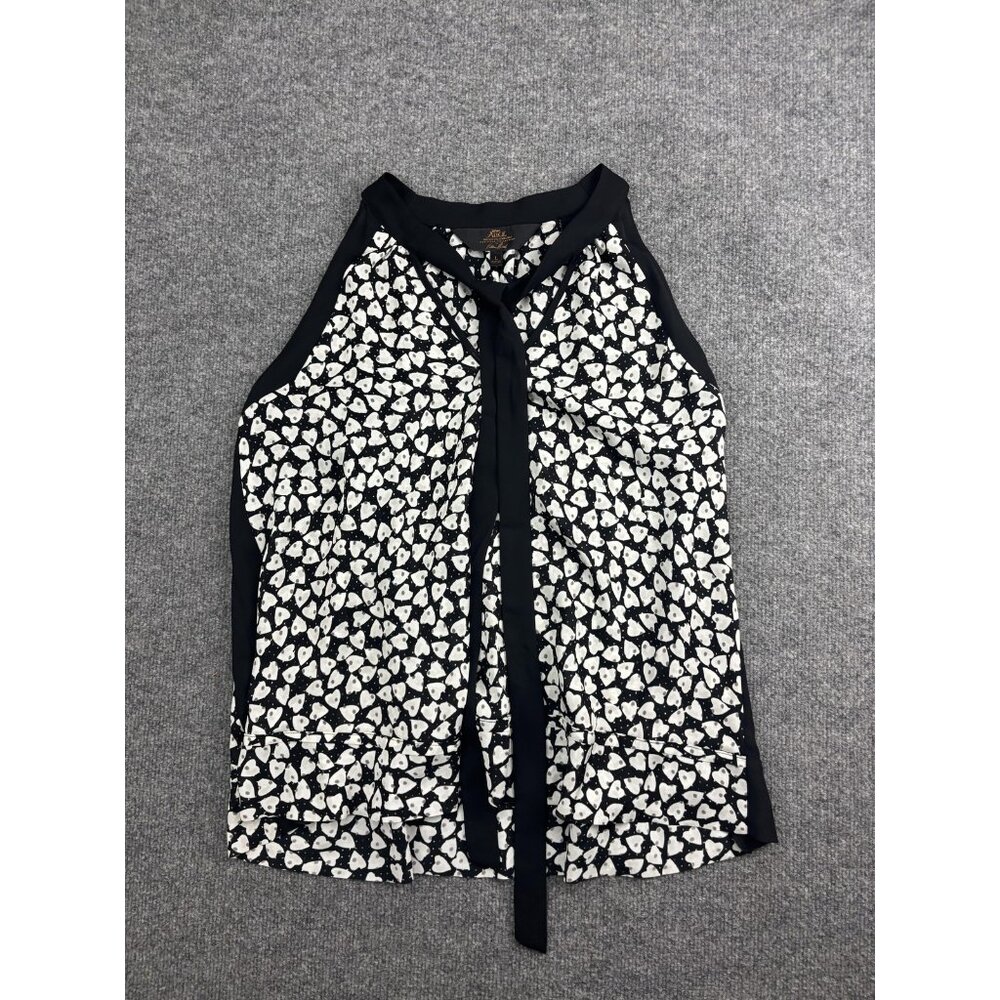 Disney Alice Through the Looking‎ Glass Blouse Womens Large Black White Tie Neck